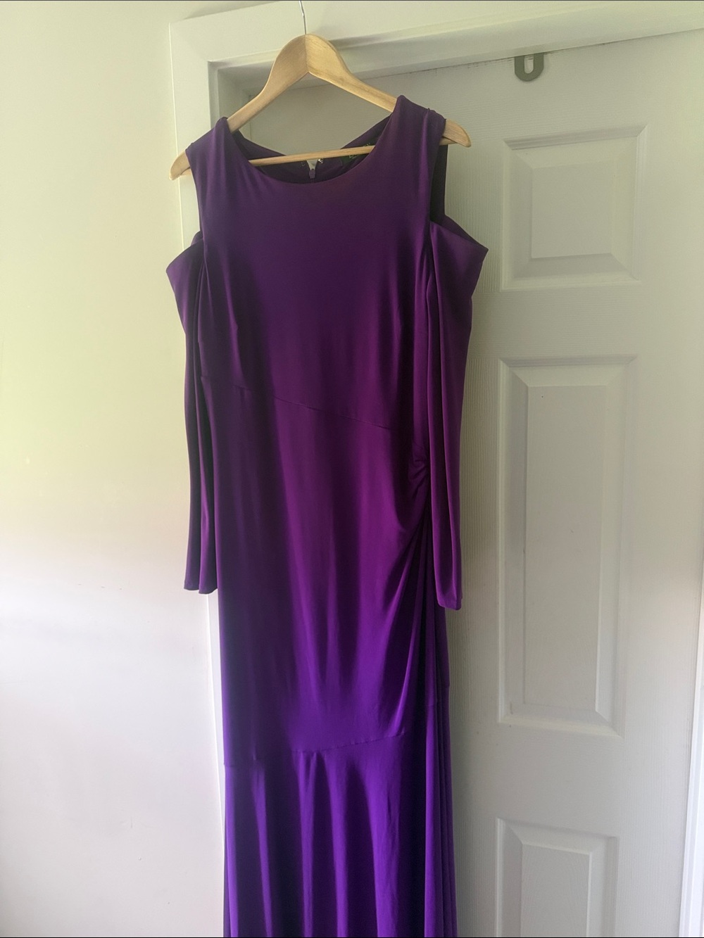 Lauren Ralph Lauren Purple Cold-Shoulder Long Sleeve Maxi Dress